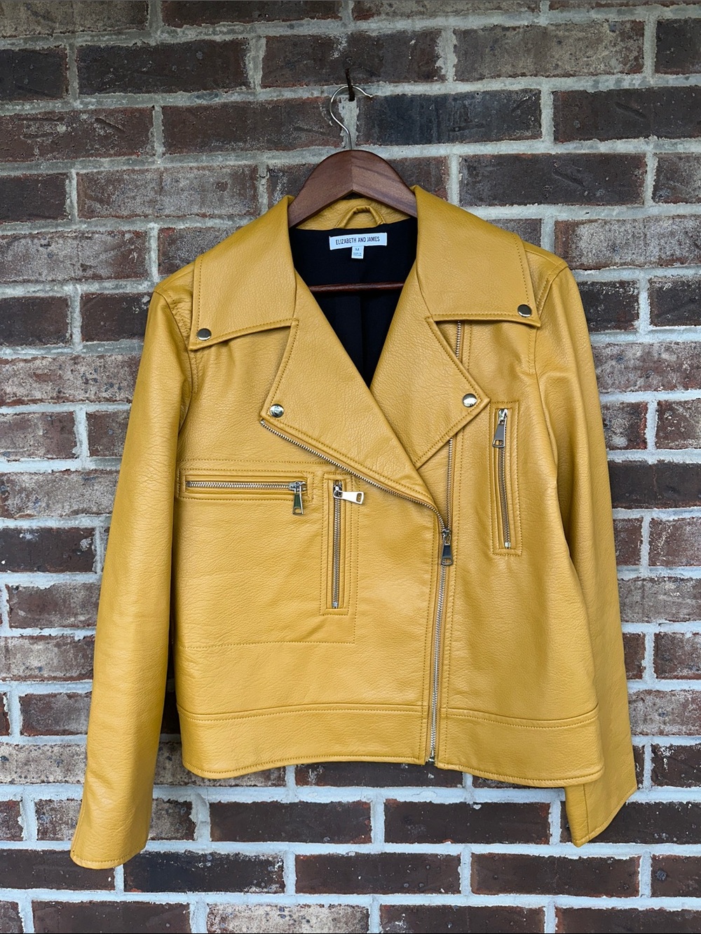 Elizabeth & James Yellow Leather Moto Jacket